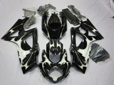 Black and White Design Suzuki GSXR 600-750 Fairings 2008-2010