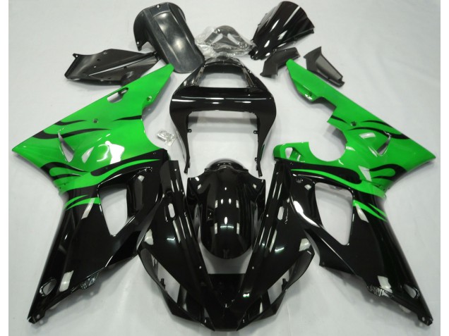 Black Flame & Green Yamaha R1 Fairings 2000-2001 Black Flame & Green Yamaha R1 Fairings 2000-2001