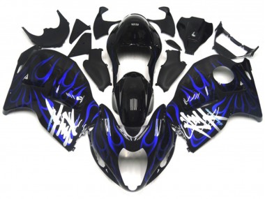 Black with Deep Blue flame Suzuki GSXR 1300 Fairings 1997-2007