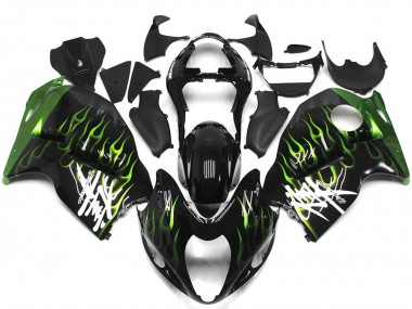 Black with Deep Green flame Suzuki GSXR 1300 Fairings 1997-2007