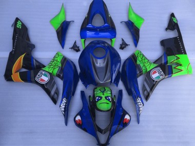 Blue and Green Shark Honda CBR600RR Fairings 2007-2008