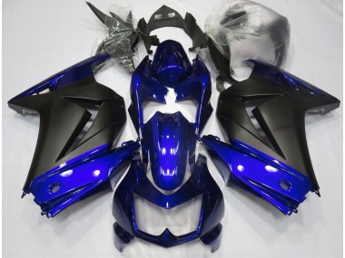 Blue and Matte Black Kawasaki Ninja 250 Fairings 2008-2013