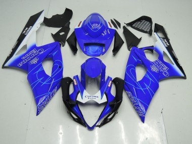 Blue and White Corona Suzuki GSXR 1000 Fairings 2005-2006