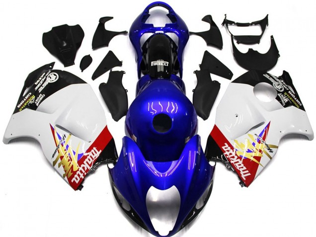 Blue and White Custom Logo w black Suzuki GSXR 1300 Fairings 1997-2007 Blue and White Custom Logo w black Suzuki GSXR 1300 Fairings 1997-2007