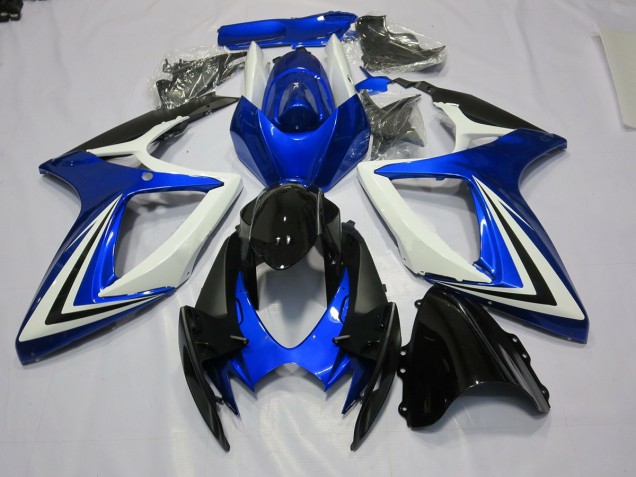 Blue Black and White Suzuki GSXR 600-750 Fairings 2006-2007