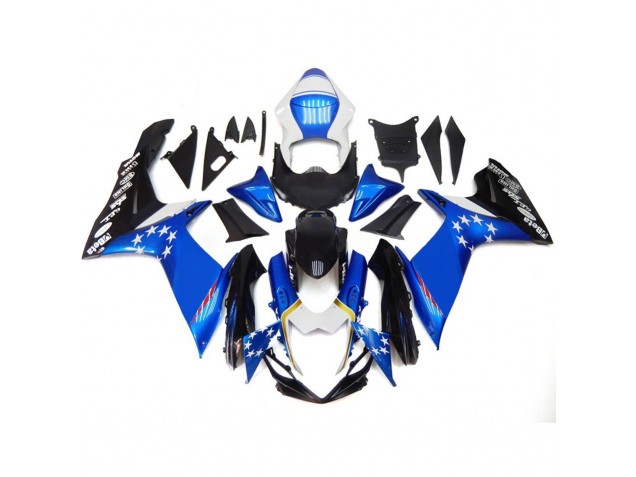 Blue Style With Red Stars Suzuki GSXR 600-750 Fairings 2011-2020 Blue Style With Red Stars Suzuki GSXR 600-750 Fairings 2011-2020