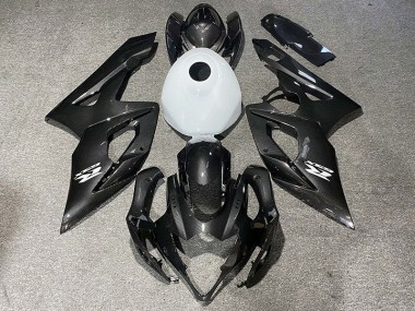 Carbon Fiber Style & Gloss White Suzuki GSXR 1000 Fairings 2005-2006