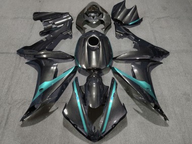 Carbon Style w Light Blue Yamaha R1 Fairings 2004-2006