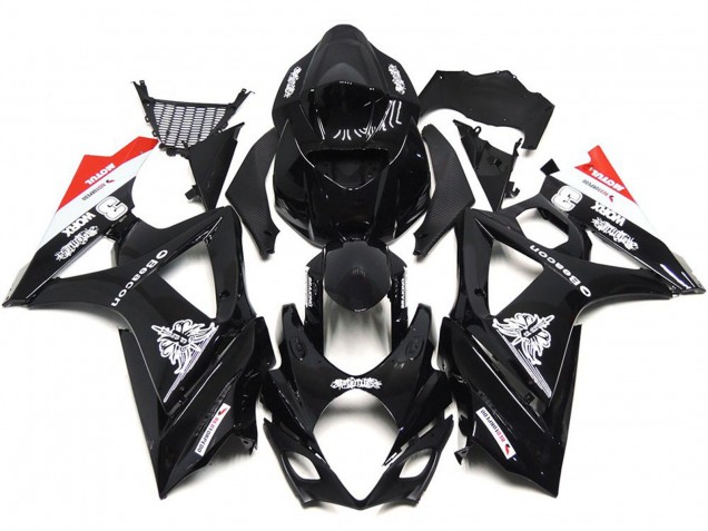 Custom Black with hint of white and red Suzuki GSXR 1000 Fairings 2007-2008 Custom Black with hint of white and red Suzuki GSXR 1000 Fairings 2007-2008
