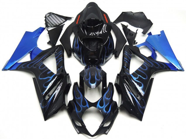Custom Blue and Black Flame Suzuki GSXR 1000 Fairings 2007-2008 Custom Blue and Black Flame Suzuki GSXR 1000 Fairings 2007-2008