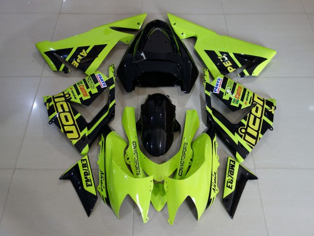 Custom High Viz Yellow Kawasaki ZX10R Fairings 2004-2005 Custom High Viz Yellow Kawasaki ZX10R Fairings 2004-2005
