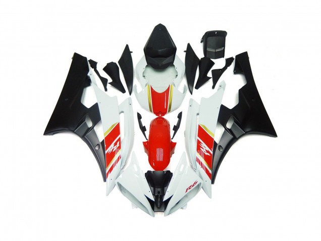 Custom Matte Black and Red with White Yamaha R6 Fairings 2006-2007 Custom Matte Black and Red with White Yamaha R6 Fairings 2006-2007