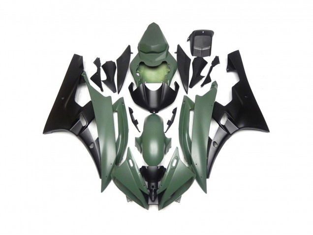 Custom Matte Green and Black Yamaha R6 Fairings 2006-2007 Custom Matte Green and Black Yamaha R6 Fairings 2006-2007