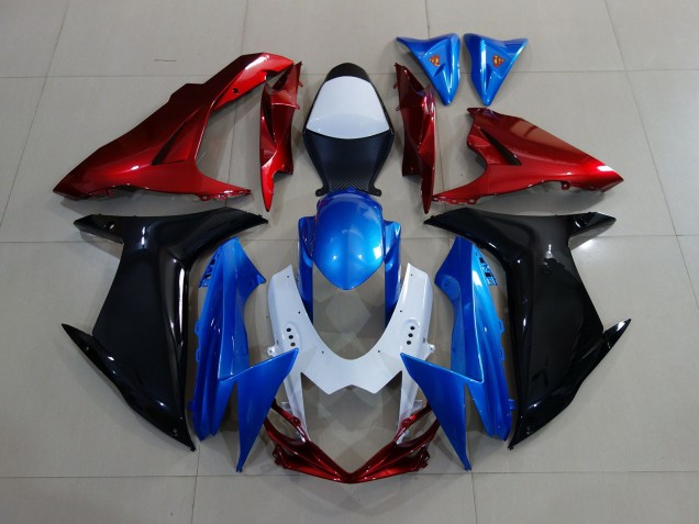 Custom Red Black and Blue Suzuki GSXR 600-750 Fairings 2011-2020 Custom Red Black and Blue Suzuki GSXR 600-750 Fairings 2011-2020