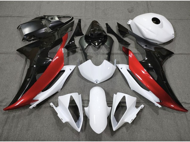 Custom Red Black and White Yamaha R6 Fairings 2008-2016 Custom Red Black and White Yamaha R6 Fairings 2008-2016