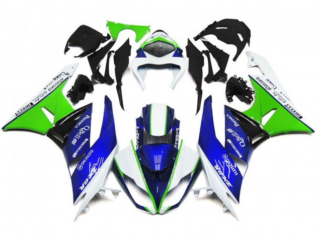 Deep Blue Green and White Kawasaki ZX6R Fairings 2009-2012 Deep Blue Green and White Kawasaki ZX6R Fairings 2009-2012