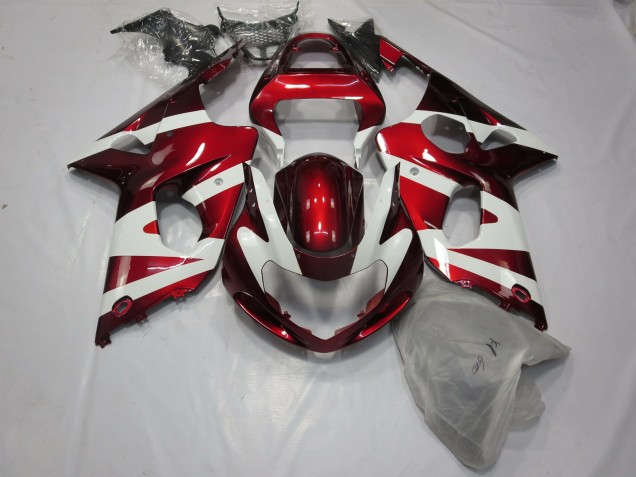 Deep Red and White Suzuki GSXR 1000 Fairings 2000-2002 Deep Red and White Suzuki GSXR 1000 Fairings 2000-2002
