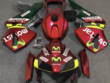 Deep Red Movistar Honda CBR600RR Fairings 2003-2004
