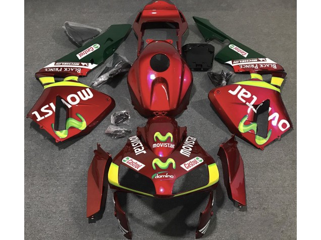 Deep Red Movistar Honda CBR600RR Fairings 2003-2004