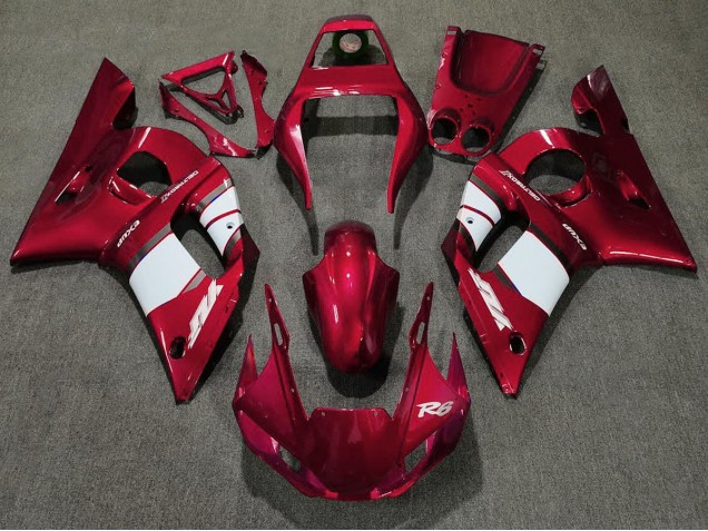 Deep Red & White Yamaha R6 Fairings 1998-2002 Deep Red & White Yamaha R6 Fairings 1998-2002