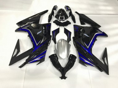 Gloss Black and Blue Kawasaki Ninja 300 Fairings 2013-2018