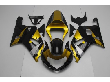 Gloss Black and Gold Suzuki GSXR 600-750 Fairings 2001-2003