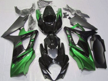 Gloss Black and Green Suzuki GSXR 1000 Fairings 2007-2008