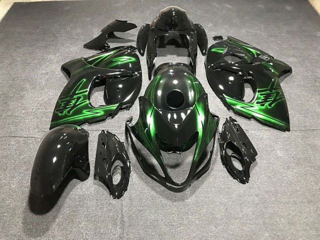 Gloss Black and Green Suzuki GSXR 1300 Fairings 2008-2019 Gloss Black and Green Suzuki GSXR 1300 Fairings 2008-2019