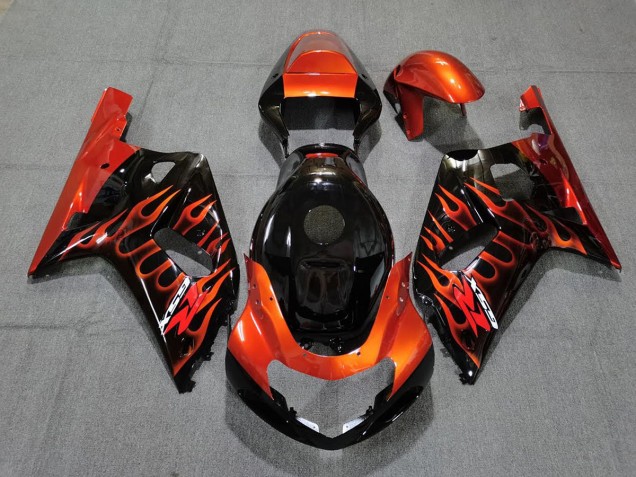 Gloss Black and Orange Suzuki GSXR 600-750 Fairings 2001-2003 Gloss Black and Orange Suzuki GSXR 600-750 Fairings 2001-2003
