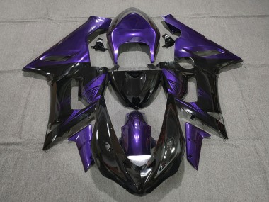 Gloss Black and Purple Kawasaki ZX6R Fairings 2005-2006