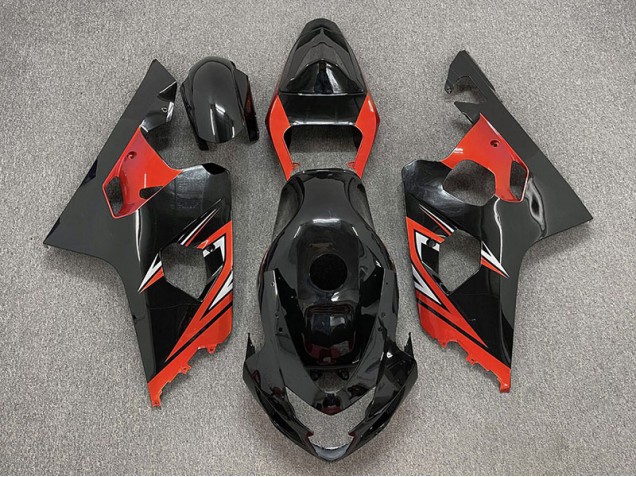 Gloss Black and Red Suzuki GSXR 600-750 Fairings 2004-2005