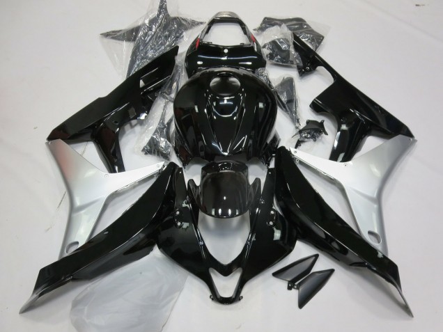 Gloss Black and Silver Honda CBR600RR Fairings 2007-2008 Gloss Black and Silver Honda CBR600RR Fairings 2007-2008