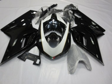 Gloss Black and White Ducati 848 1098 1198 Fairings 2007-2012