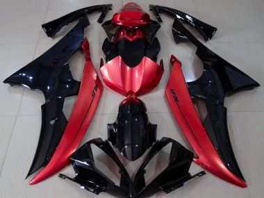 Gloss Black & Candy Red Yamaha R6 Fairings 2008-2016