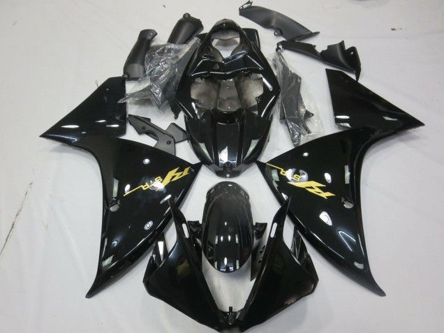 Gloss Black Gold Yamaha R1 Fairings 2009-2012