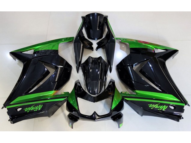 Gloss Black & Green Kawasaki Ninja 250 Fairings 2008-2013
