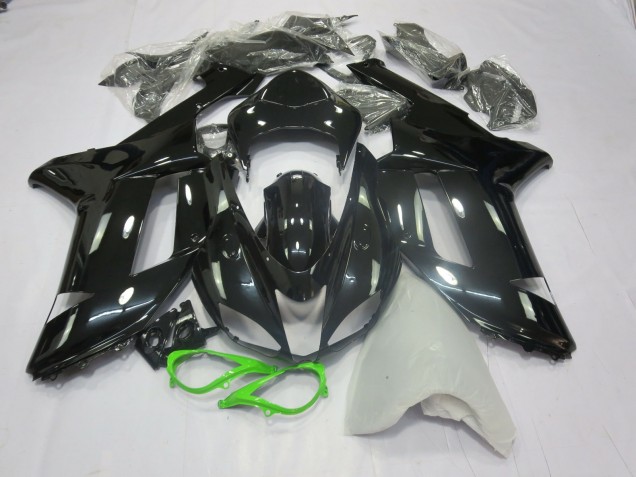 Gloss Black Green Kawasaki ZX6R Fairings 2007-2008 Gloss Black Green Kawasaki ZX6R Fairings 2007-2008