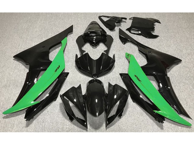 Gloss Black & Green Yamaha R6 Fairings 2008-2016 Gloss Black & Green Yamaha R6 Fairings 2008-2016