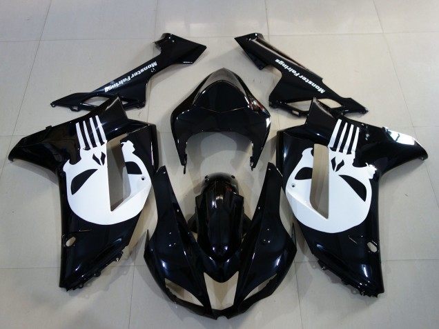 Gloss Black & Skull Kawasaki ZX6R Fairings 2007-2008