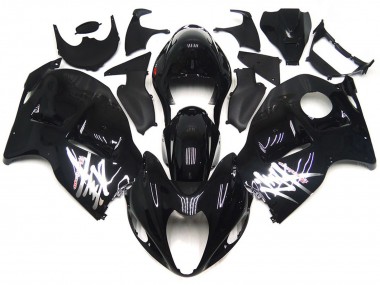 Gloss Black w Silver Decals Suzuki GSXR 1300 Fairings 1997-2007