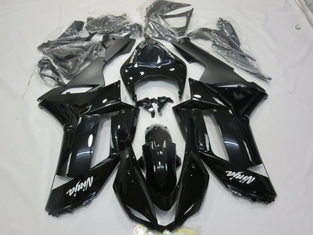 Gloss Black white decal Kawasaki ZX6R Fairings 2007-2008 Gloss Black white decal Kawasaki ZX6R Fairings 2007-2008