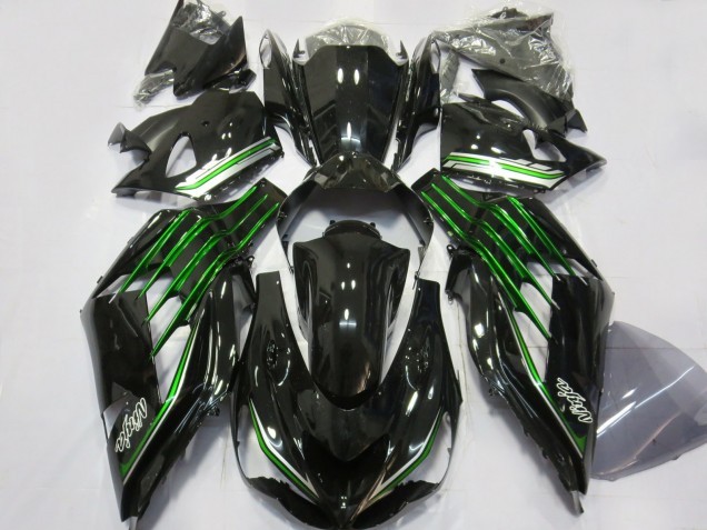Gloss Black with Green Kawasaki ZX14R Fairings 2012-2019