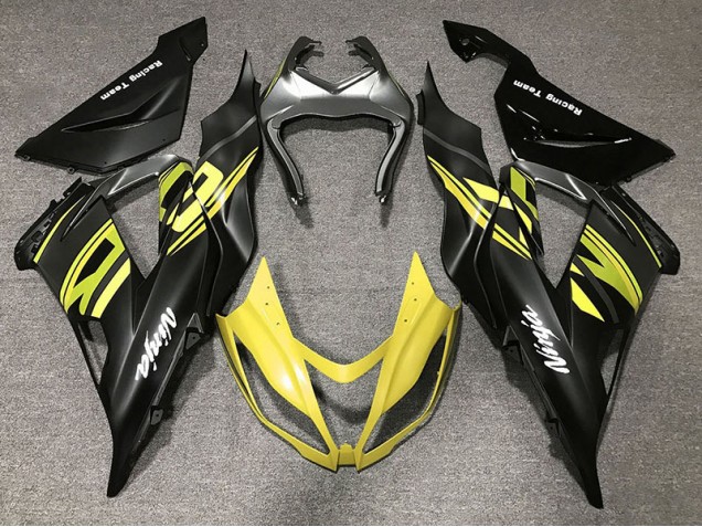 Gloss Black & Yellow Kawasaki ZX6R Fairings 2013-2018 Gloss Black & Yellow Kawasaki ZX6R Fairings 2013-2018