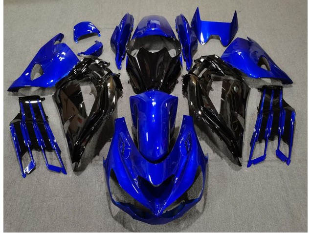 Gloss Blue and Black Kawasaki ZX14R Fairings 2012-2019 Gloss Blue and Black Kawasaki ZX14R Fairings 2012-2019
