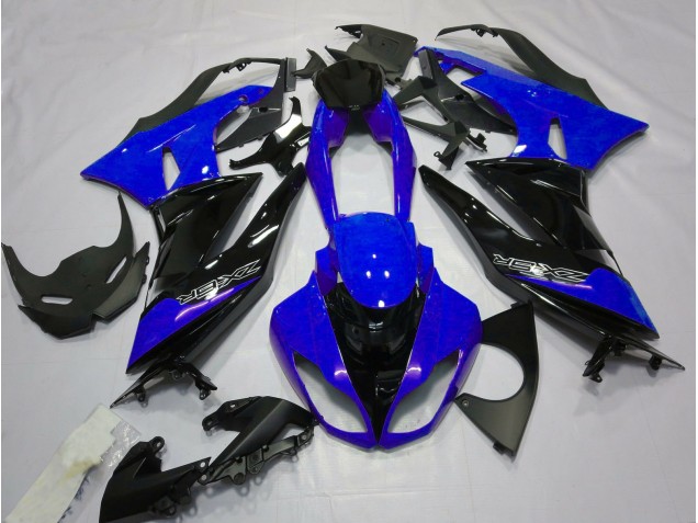 Gloss Blue and Black Kawasaki ZX6R Fairings 2009-2012 Gloss Blue and Black Kawasaki ZX6R Fairings 2009-2012