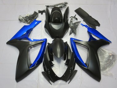 Gloss Blue and Matte Black Suzuki GSXR 600-750 Fairings 2006-2007