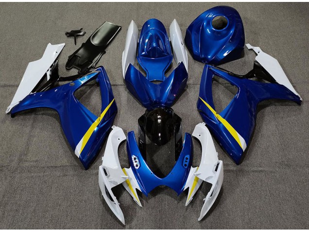 Gloss Blue White and Yellow Suzuki GSXR 600-750 Fairings 2006-2007 Gloss Blue White and Yellow Suzuki GSXR 600-750 Fairings 2006-2007