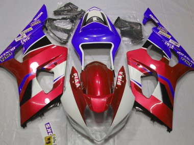 Gloss Candy Red and Blue Suzuki GSXR 1000 Fairings 2003-2004