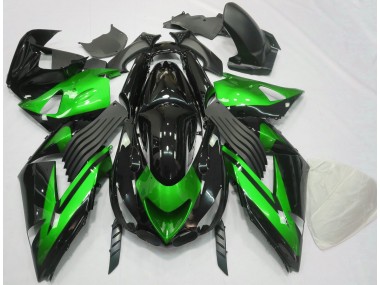 Gloss Green and Black Plain Kawasaki ZX14R Fairings 2006-2011
