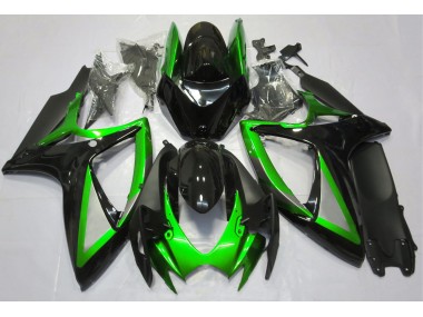 Gloss Green and Black Suzuki GSXR 600-750 Fairings 2006-2007